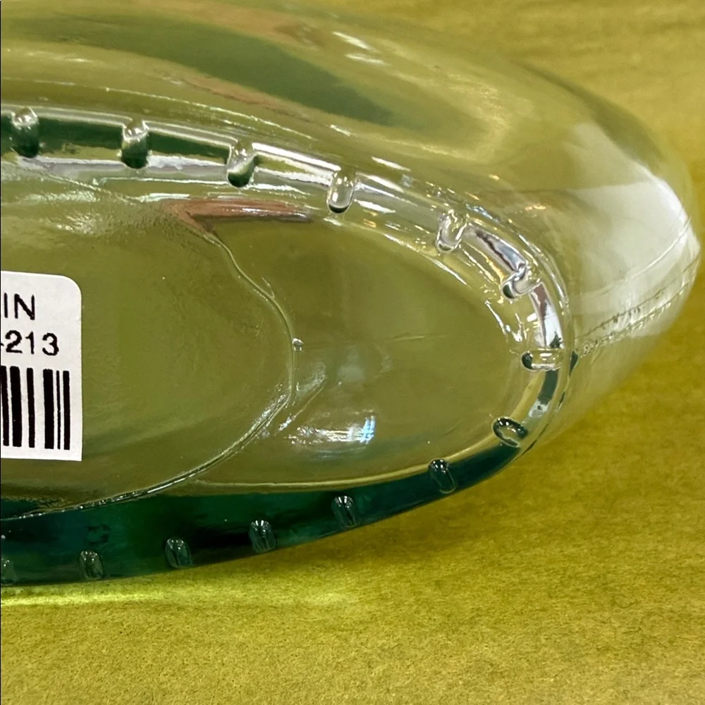 Vintage Pier 1 Clear Green Glass Bulb Vase w/ Cork Stopper Approx 6” Spain